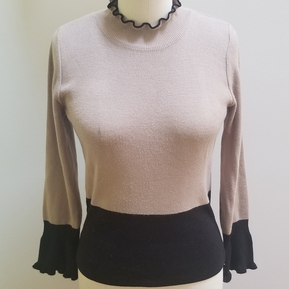 No Brand Ruffle Mock Neck Detail Sweater - Picture 1 of 4